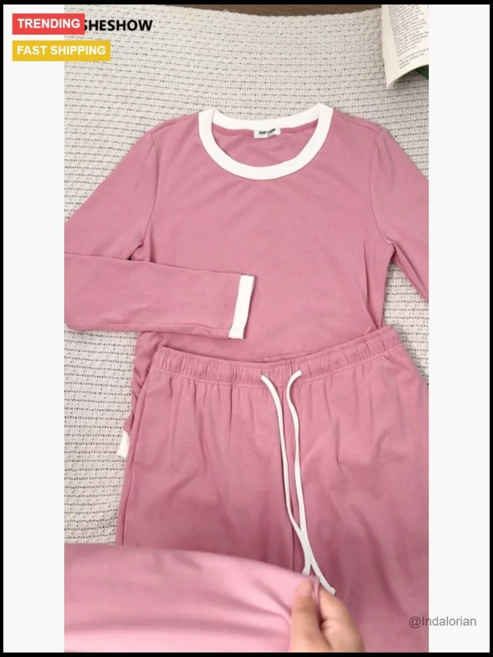 Rayon Lounge Set Long Sleeve Top Wide Leg Pants Matching Outfit